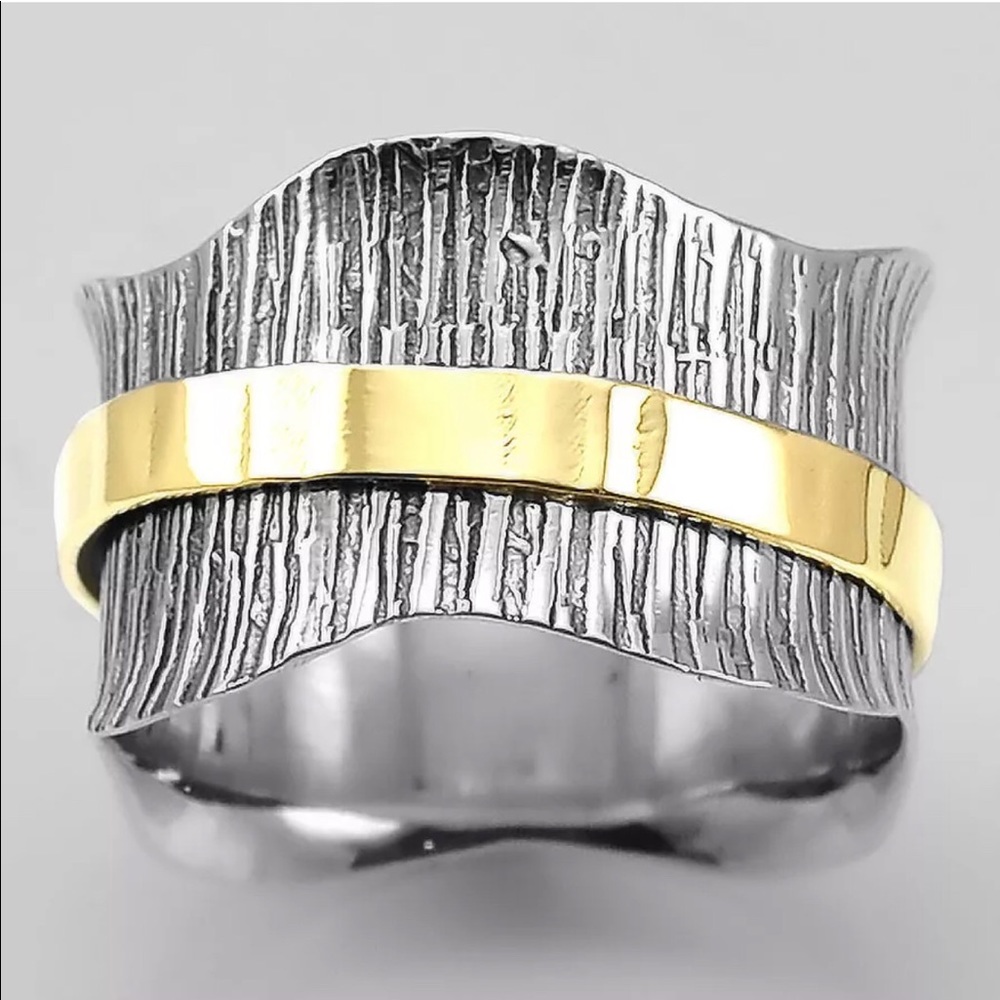 Ring Sterling Silver & Brass Spinner Meditation
